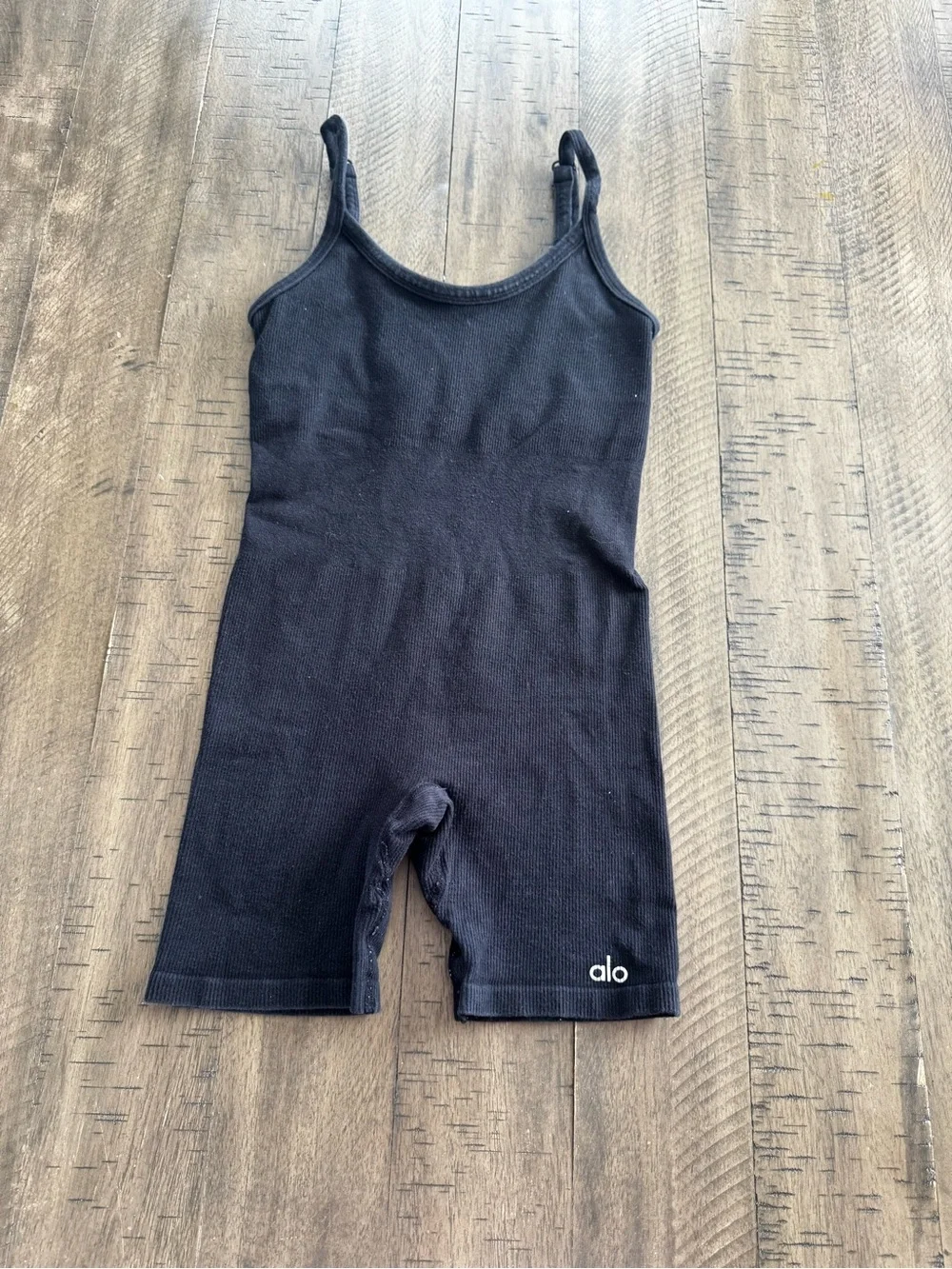ALO Yoga Black Sleeveless Knit Romper